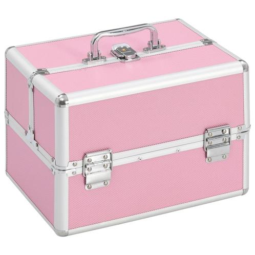 vidaXL Make-up koffer 22x30x21 cm aluminium roze, Handtassen en Accessoires, Toilettassen, Nieuw, Verzenden