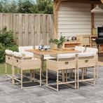 vidaXL 9-delige Tuinset met kussens poly rattan beige, Tuin en Terras, Verzenden, Nieuw, Tuinset