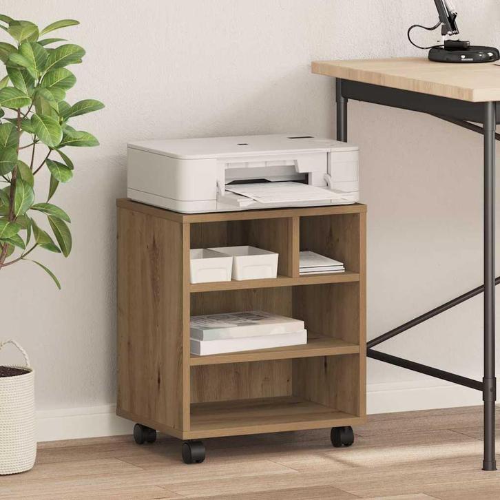 vidaXL Printerstand met opslag artisanaal eikenkleurig 41 x, Computers en Software, Printers, Nieuw, Verzenden