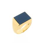 Gouden zegelring met blauwe lagensteen | Constant (vintage), Handtassen en Accessoires, Ringen, Gebruikt, Overige kleuren, 19 tot 20
