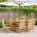 vidaXL 7-delige Tuinset polypropeen en massief hout beige, Verzenden, Nieuw, Tuinset