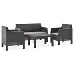 vidaXL 4-delige Loungeset met kussens PP rattan, Tuin en Terras, Verzenden, Nieuw, Loungeset