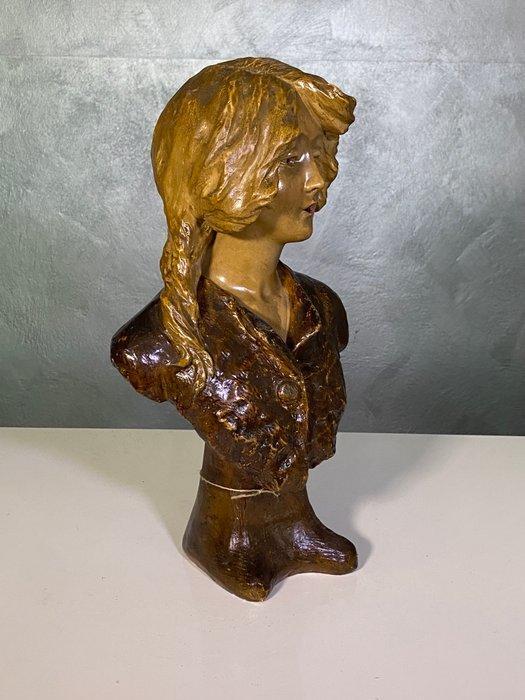 C. Jacobs - sculptuur, Statua busto donna gesso Art nouveau, Antiek en Kunst, Kunst | Designobjecten