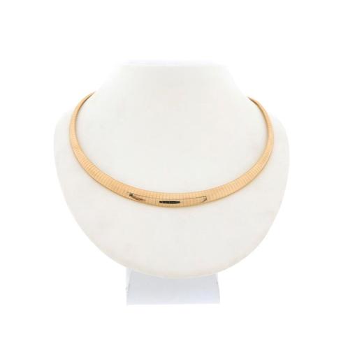 Gouden omega schakel collier | 42,5 cm (omegaschakel), Handtassen en Accessoires, Kettingen, Overige kleuren, Gebruikt, Goud, Ophalen of Verzenden