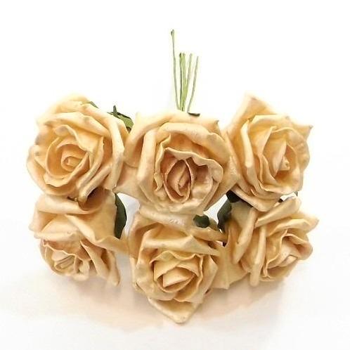 Foam roos princess kleurvast pearl goud 6 cm. bundel, Huis en Inrichting, Woonaccessoires | Kunstplanten en Kunstbloemen, Nieuw