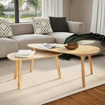 vidaXL 2-delige Salontafelset massief grenenhout bruin, Huis en Inrichting, Verzenden, Nieuw