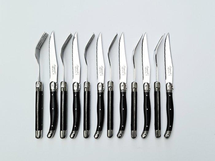 Laguiole - 6x Forks & 6x knives - Black - style de -, Antiquités & Art, Antiquités | Ustensiles de cuisine