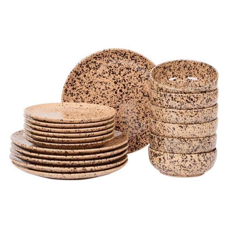 Serviesset Marbles - Bruin - 18-delig | 6 persoons, Huis en Inrichting, Tafels | Eettafels, Nieuw, Verzenden