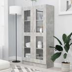 vidaXL Vitrinekast 82,5x30,5x150 cm bewerkt hout betongrijs, Verzenden, Nieuw