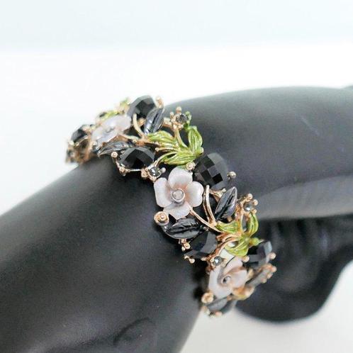 Joan Rivers - Verguld - Armband - Zwarte Harten & Bloemen, Antiek en Kunst, Curiosa en Brocante