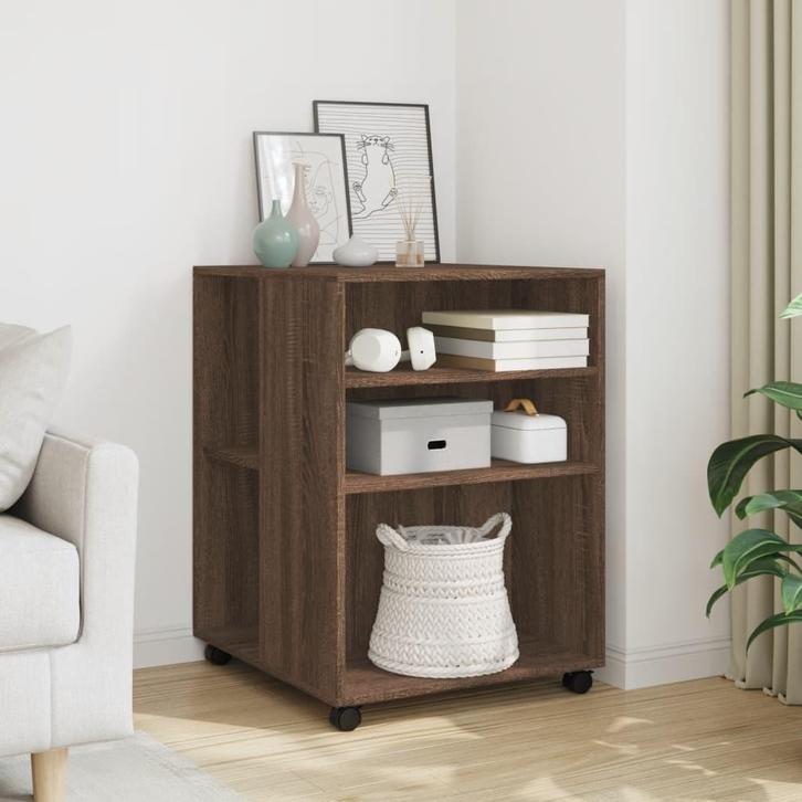vidaXL Bijzettafel met wieltjes 55x60x78 cm hout bruin, Huis en Inrichting, Kasten | Overige, Nieuw, Verzenden