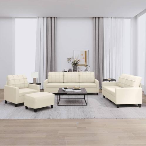 vidaXL 4-delige Loungeset met kussens kunstleer crème, Huis en Inrichting, Zetels | Zetels, Nieuw, Verzenden