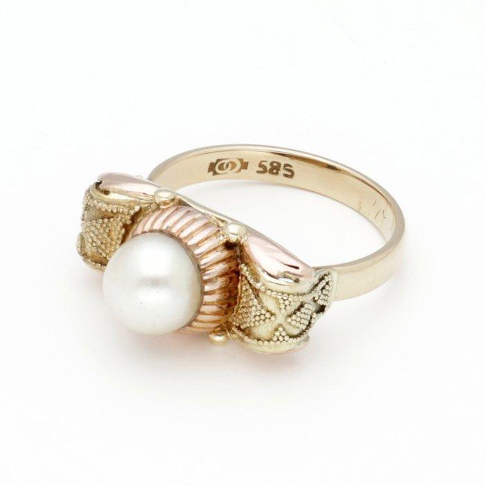 Ring - 14 karaat Geel goud, Roségoud - Parel, Bijoux, Sacs & Beauté, Bagues