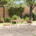 vidaXL Stapelbare Tuinstoelen 2 stuks Massief Teak & RVS, Tuin en Terras, Tuinstoelen, Verzenden, Nieuw