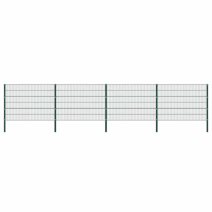 vidaXL Schuttingpaneel met palen ijzer 694,5x120 cm groen, Tuin en Terras, Tuinhekken en Hekwerk, Nieuw, Verzenden