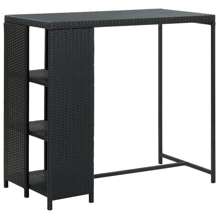 vidaXL Bartafel met opbergrek 120x60x110 cm poly rattan, Maison & Meubles, Tables | Tables à manger, Envoi