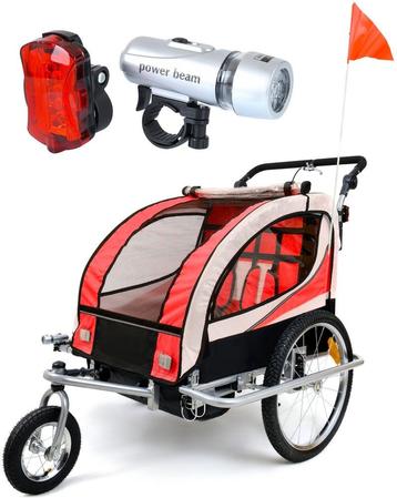 Fietskar kind - buggy - 2-zits - met schokbreker - rood, Ophalen of Verzenden