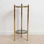 Bijzettafel - Bamboe - Legering, Glas - plantenrek met twee