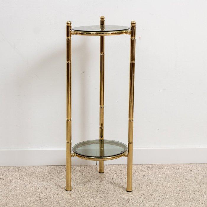 Bijzettafel - Bamboe - Legering, Glas - plantenrek met twee, Antiek en Kunst, Kunst | Designobjecten