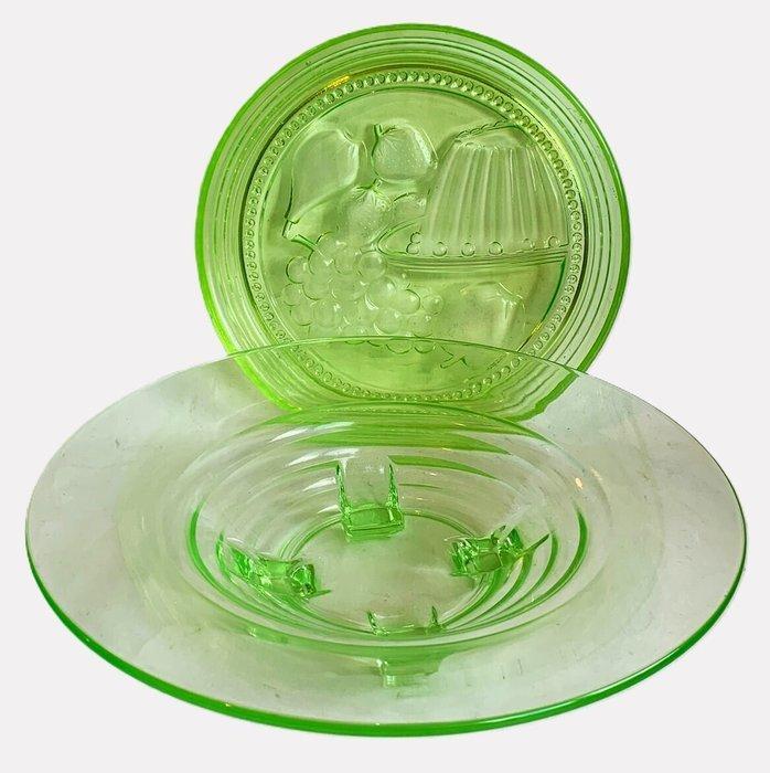 Glasfabriek Leerdam - A.D. Copier - Schaal (2) - Uranium, Antiek en Kunst, Antiek | Glaswerk en Kristal