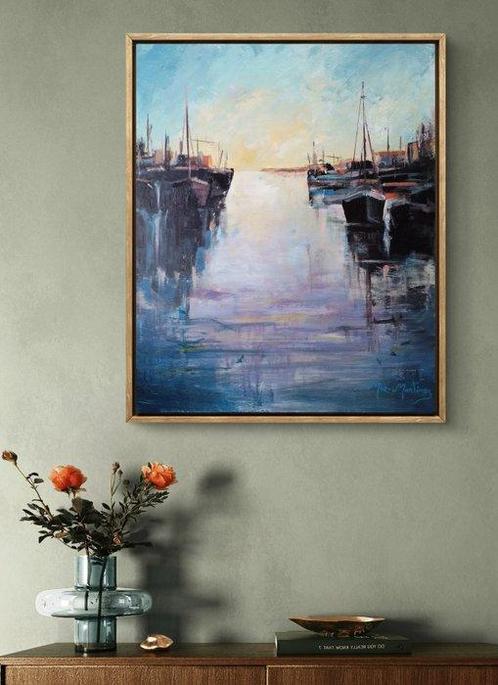 Muz-Martinez (1960) - Puerto al amanecer, Antiek en Kunst, Kunst | Schilderijen | Klassiek