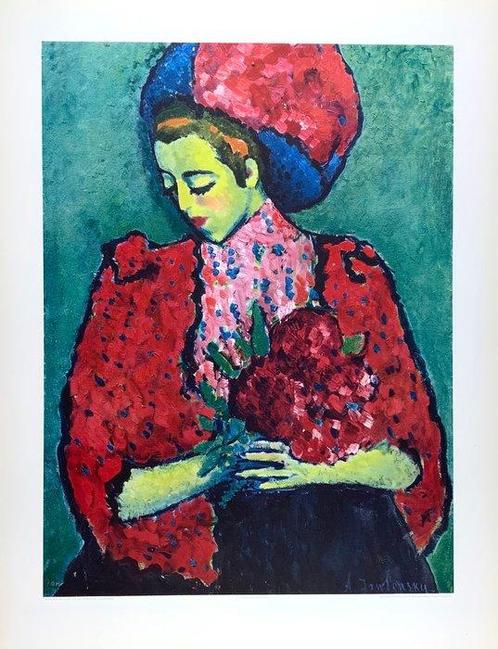 Alexej von Jawlensky - Mädchen mit Pfingstrosen / Girl with, Antiquités & Art, Curiosités & Brocante