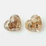 2 pcs Diamant - 1.02 ct - Briljant, Hart Briljant - Natural, Handtassen en Accessoires, Edelstenen, Nieuw