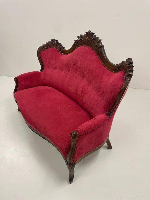 Sofa - Fluweel, Hout, Antiek en Kunst, Antiek | Overige Antiek