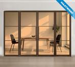 Dubbele stalen taatsdeur met glaspaneel, 3 vlaks, brons, bro, Doe-het-zelf en Bouw, Deuren en Vliegenramen, Nieuw, Metaal, Overige typen