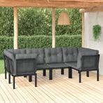 vidaXL 6-delige Loungeset poly rattan zwart en grijs, Verzenden, Nieuw, Loungeset