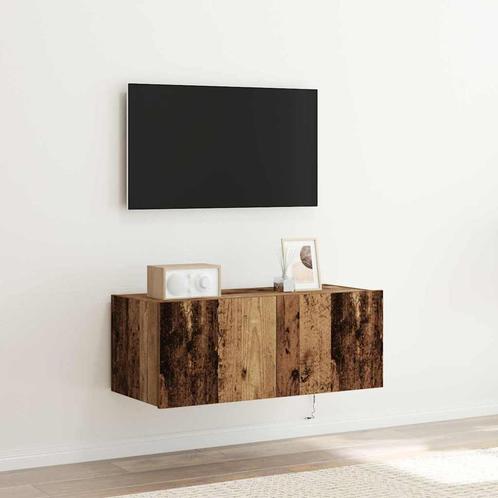 vidaXL TV Wandkast Oud hout 80 x 35 x 31 cm Bewerkt hout, Huis en Inrichting, Kasten |Televisiemeubels, Nieuw, Verzenden
