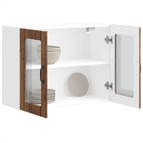 vidaXL Keukenwandkast met glazen deur bewerkt hout oud, Huis en Inrichting, Kasten | Overige, Nieuw, Verzenden