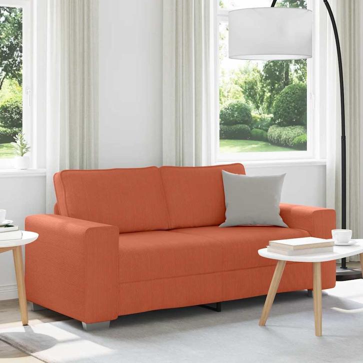 vidaXL Loveseat Sofa Rood Oranje 140 cm Corduroy Stof, Huis en Inrichting, Zetels | Zetels, Nieuw, Verzenden
