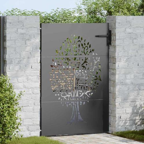 vidaXL Tuinpoort, Tuindeur 85x75 cm Corten Staal Boom Design, Tuin en Terras, Tuinpoorten, Nieuw, Verzenden
