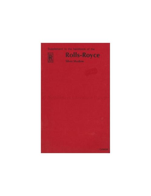 1968 ROLLS ROYCE SILVER SHADOW INSTRUCTIEBOEKJE SUPPLEMENT.., Auto diversen, Handleidingen en Instructieboekjes, Ophalen of Verzenden