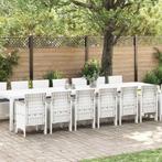 vidaXL Tuin Eettafel Set 15 pcs Wit Polt riet, Tuin en Terras, Verzenden, Nieuw