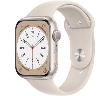 Apple Watch Series 8 45mm Zilver Sportband Wit Zilver met..., Telecommunicatie, Mobiele telefoons | Apple iPhone, Zo goed als nieuw