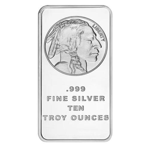 10 troy ounce - Zilver .999 - 10 oz Silvertowne Buffalo 999, Postzegels en Munten, Edelmetalen en Baren