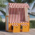 vidaXL Strandstoel met luifel poly rattan en massief hout, Verzenden