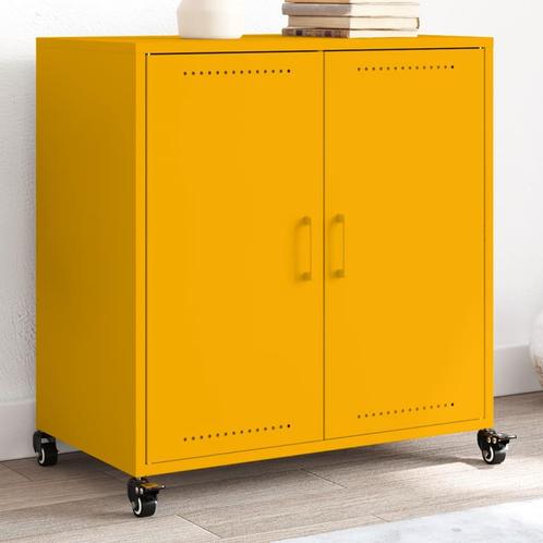 vidaXL Dressoir 68x39x72 cm staal mosterdgeel, Huis en Inrichting, Kasten | Dressoirs, Nieuw, Verzenden