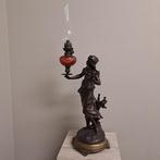 August Moreau(1834-1917) - Olielamp - Mandolinespeelster met, Antiek en Kunst