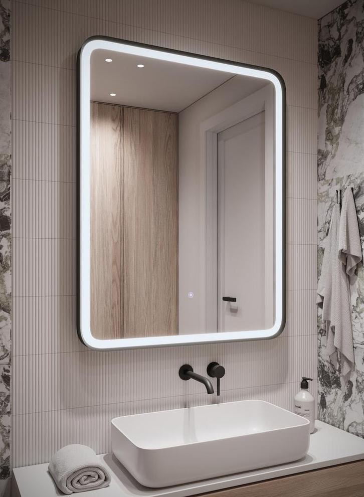 Badkamerspiegel Ankara - 70 x 90 cm - LED - Verwarming, Huis en Inrichting, Badkamer | Badkamermeubels, Nieuw, Verzenden