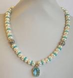 Collier unique en perle blanche et pierre dure naturelle, Antiquités & Art