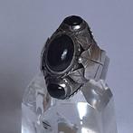 925 Zilveren Gif Ring. Taxco. Bezet met 3x Obsidiaan. - 925
