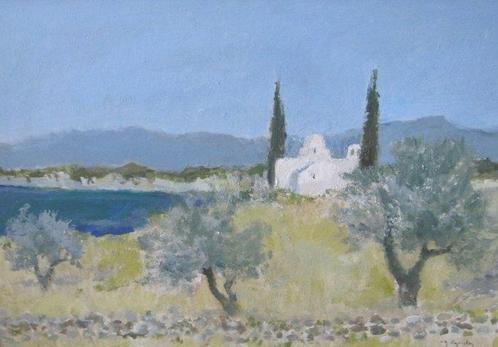 René Marie Dujardin (1913-2002) - Paysage en Grece, Antiquités & Art, Art | Peinture | Classique