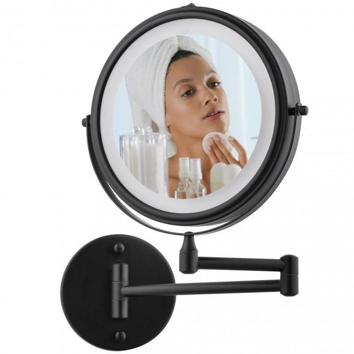 Make up spiegel met licht - zwart - rond 20 cm - met knikarm, Handtassen en Accessoires, Uiterlijk | Cosmetica en Make-up, Nieuw