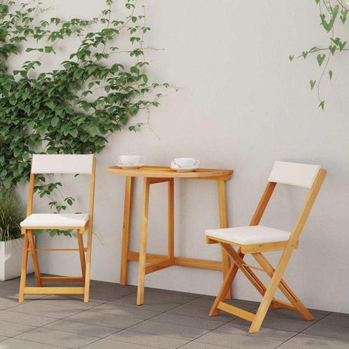 vidaXL Bistroset 3 pcs Bruin Massief acaciahout, Tuin en Terras, Tuinsets en Loungesets, Nieuw, Verzenden