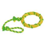 Anneau et sa corde caoutchouc et coton, vert-jaune, 47 cm