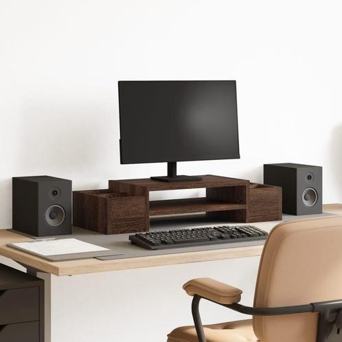 vidaXL Monitorstandaard met opbergruimte 70x27x15 cm hout, Computers en Software, Overige Computers en Software, Nieuw, Verzenden