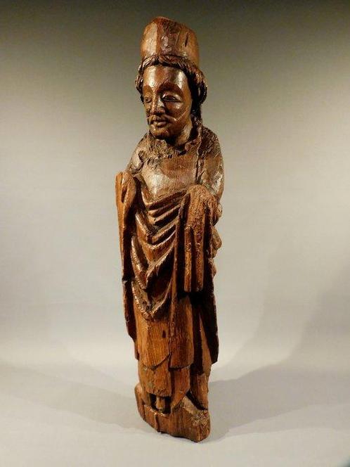 Sculpture, Bisschop 15e eeuw Gotisch - 82 cm - Bois, Antiek en Kunst, Antiek | Overige Antiek